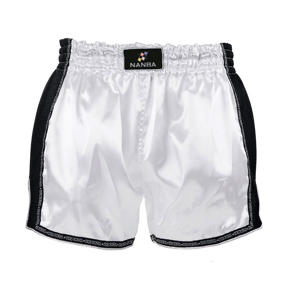 Muay Thai Short NG-2124: white with black mesh side panels