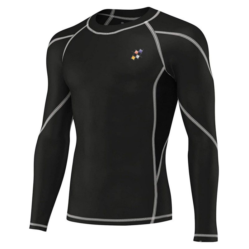 Full Sleeve Rash Guard NG-103: black with grey contrast seams