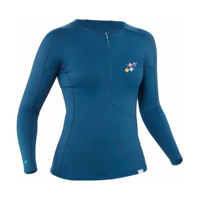Full Sleeve Rash Guard NG-111: deep teal top with a short neck zip