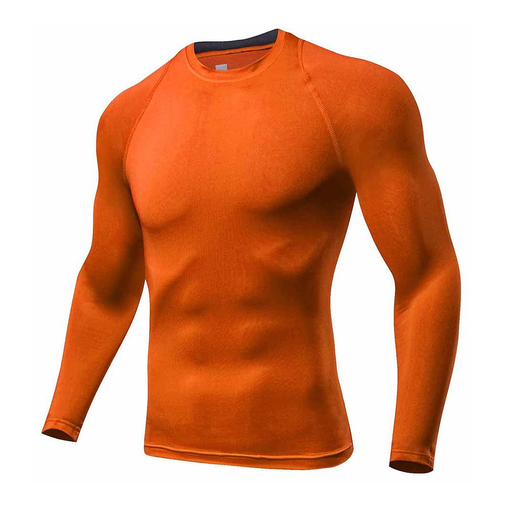 Full Sleeve Rash Guard NG-124: plain orange long-sleeve top