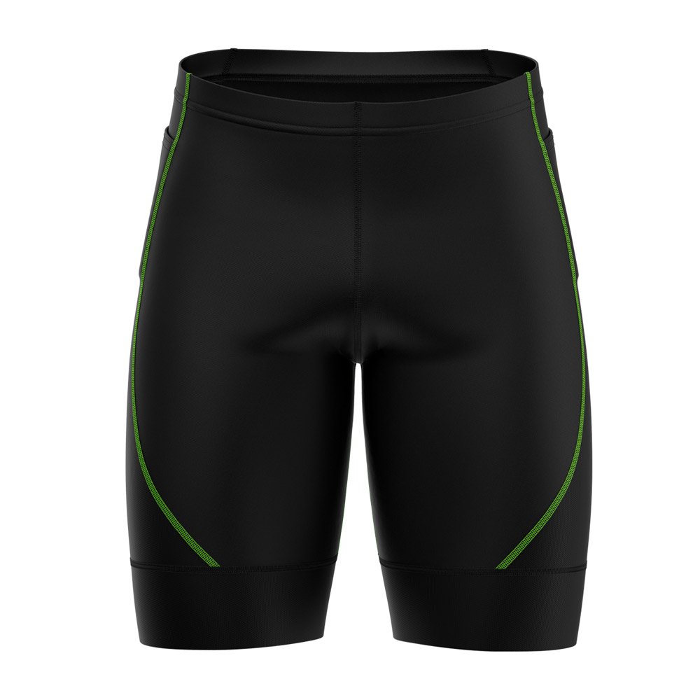 Compression Short NG-524: black shorts with green contrast seams