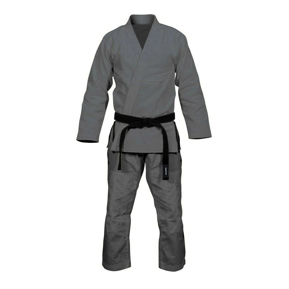 Jiu Jitsu Gi Kimono NG-4106: grey gi shown with a black belt