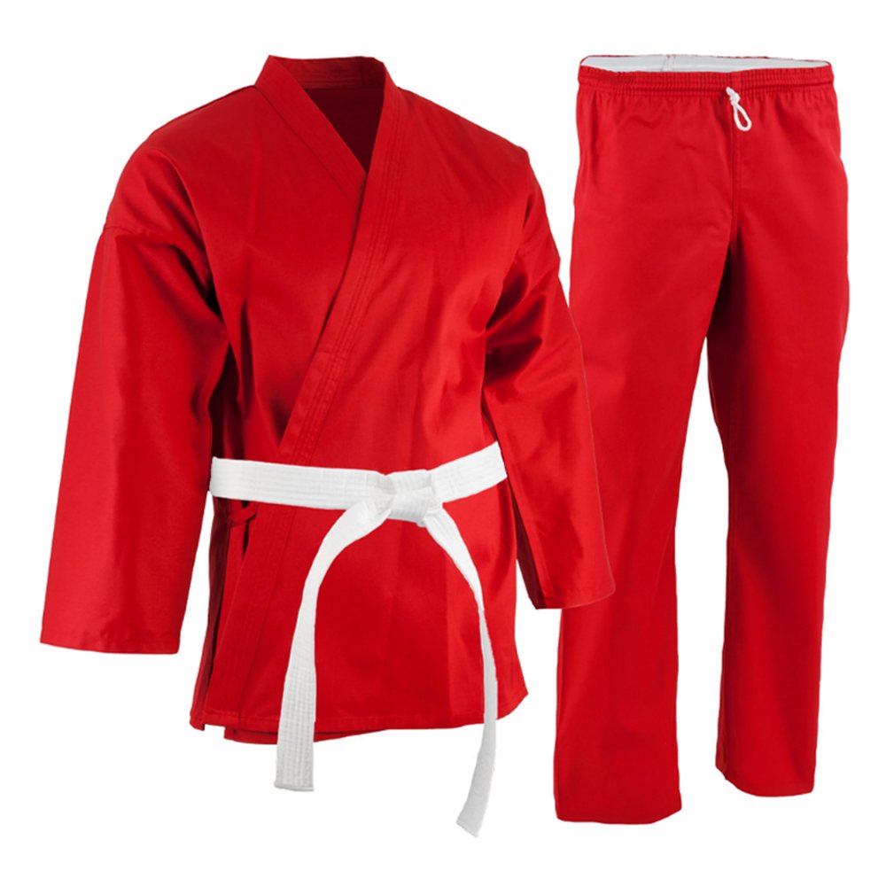 Judo Gi Suit NG-4505: red judo suit shown with a white belt