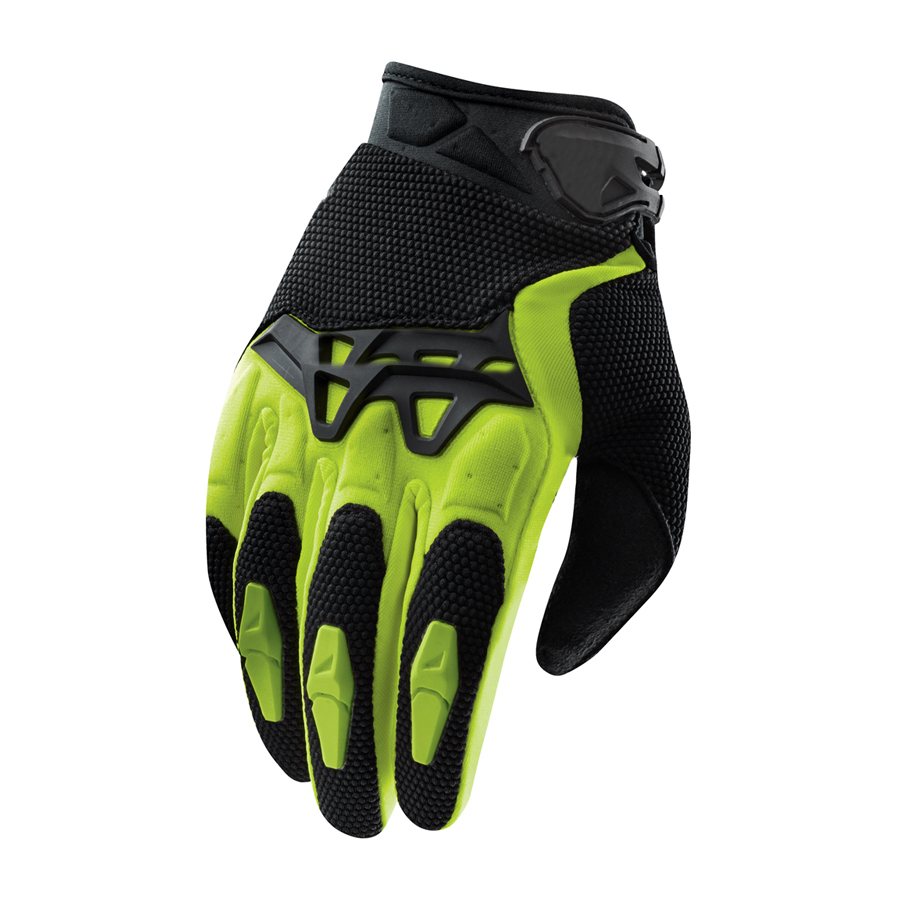 Motocross Glove NG-5602: lime green glove with black mesh and knuckle guard