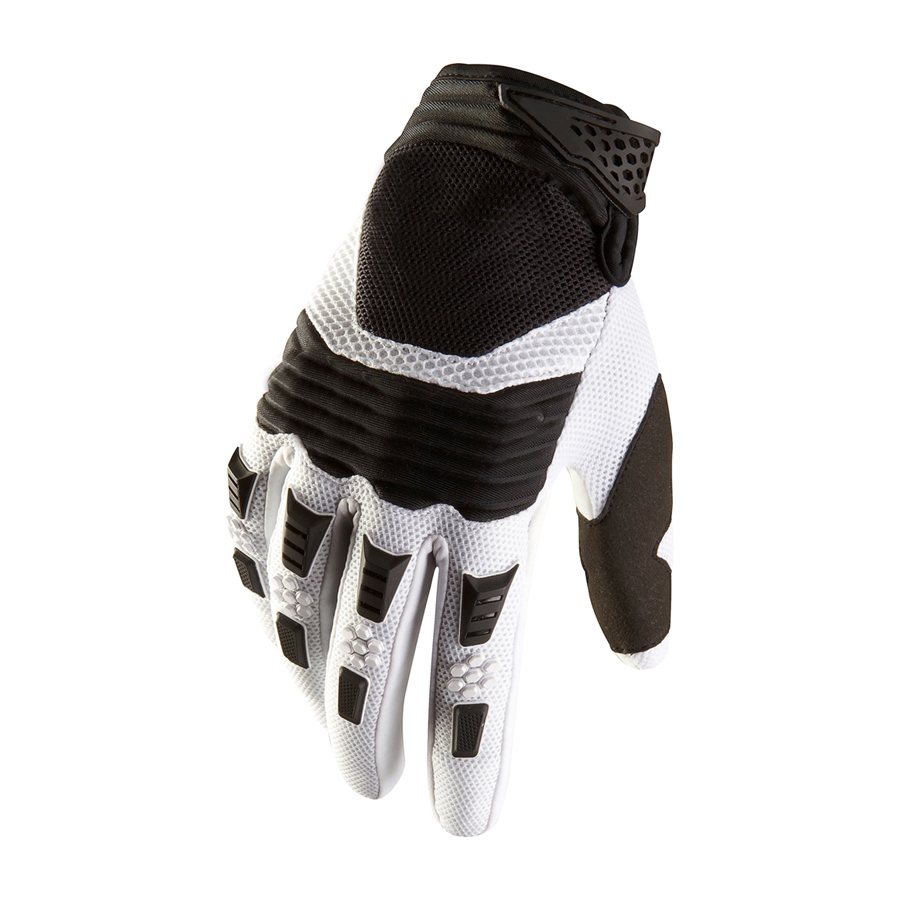 Motocross Glove NG-5604: white glove with black ribbed bands
