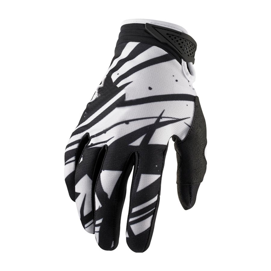Motocross Glove NG-5607: white glove with black slash graphics