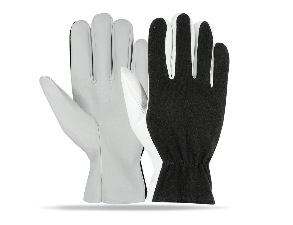 Assembly Glove NG-51201: white palm gloves with a black back