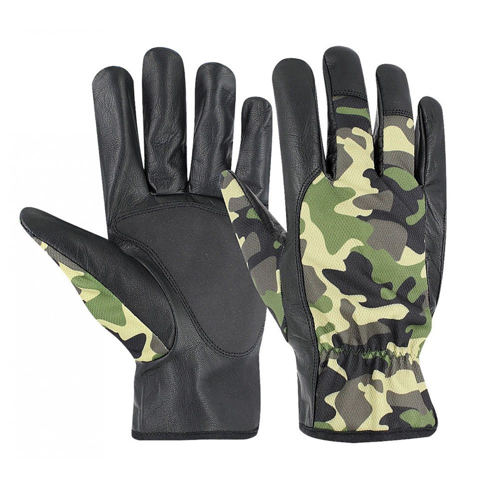 Assembly Glove NG-51223: black palm gloves with a camouflage back