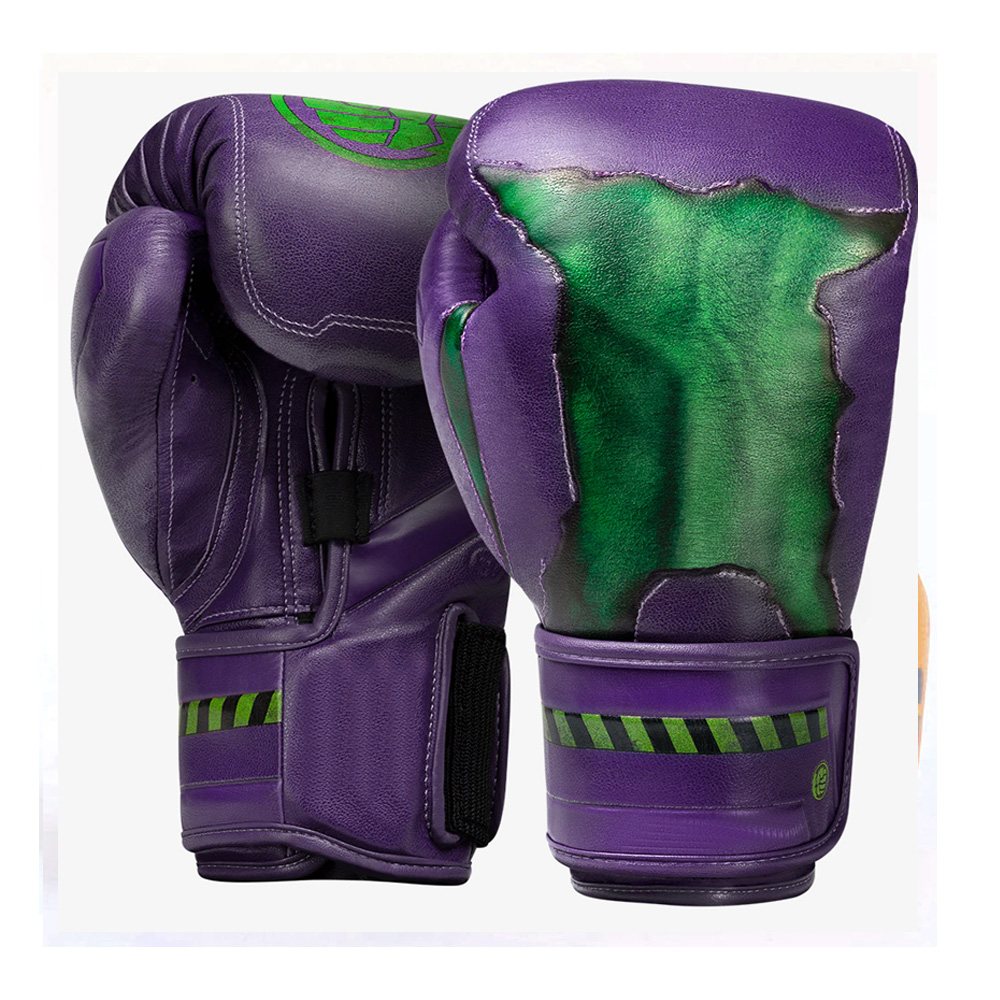 Boxing Glove NG-5118: purple gloves with a green torn-effect panel