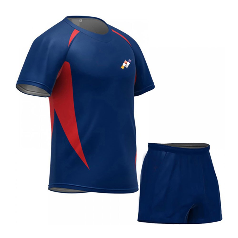 Rugby Ball Uniform NG-3403: navy jersey with a red side flash