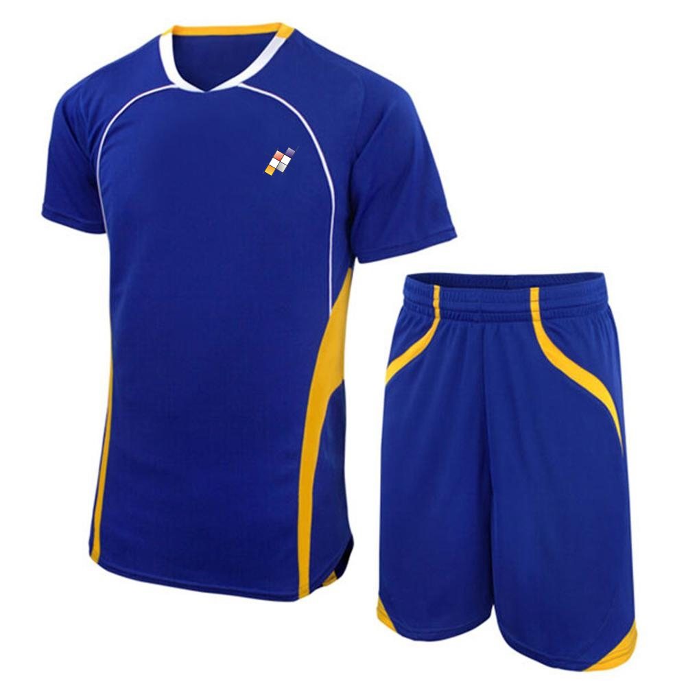Rugby Ball Uniform NG-3407: royal blue jersey with yellow side flashes