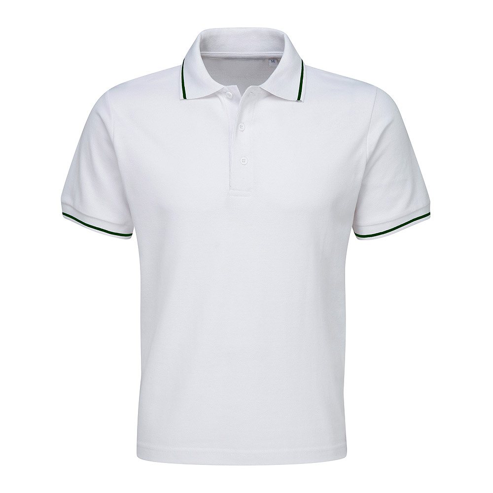 Polo Shirt NG-3813: plain white polo with tipped collar