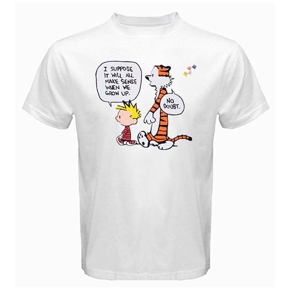 T-Shirt NG-3909: white T-shirt with a comic-strip chest print