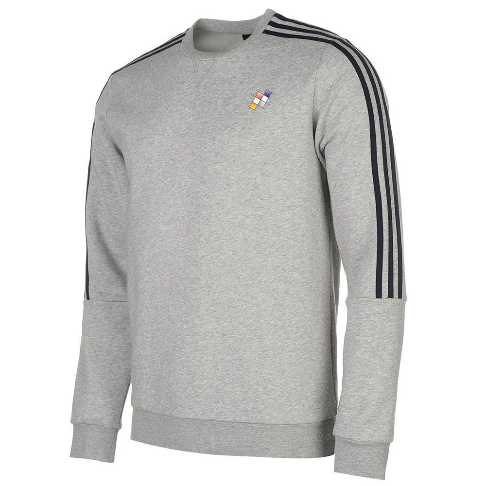 Sweat Shirt NG-31101: grey sweatshirt with navy sleeve stripes