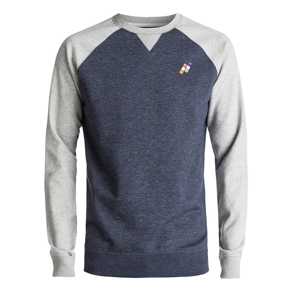 Sweat Shirt NG-31103: navy marl sweatshirt with grey raglan sleeves