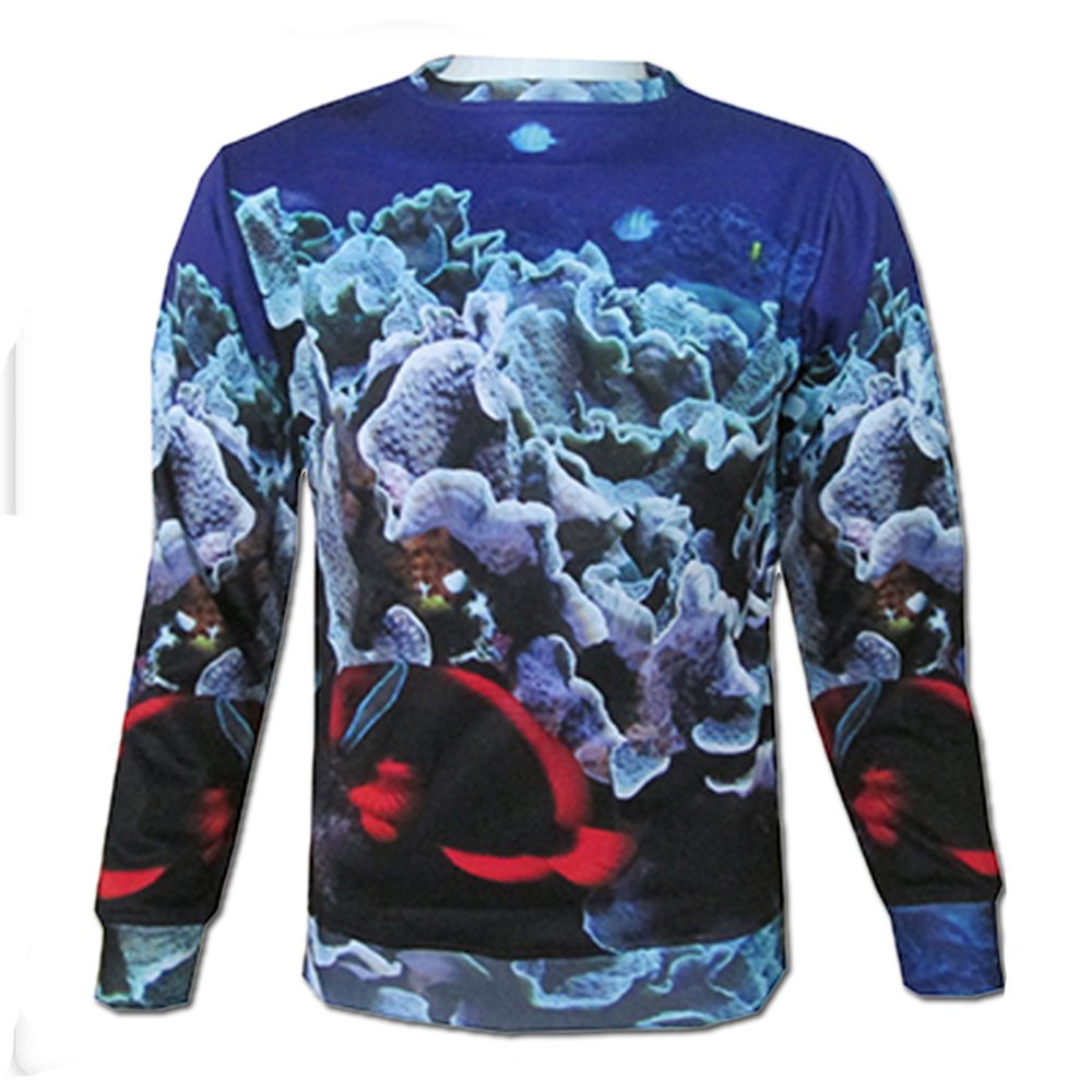 Sweat Shirt NG-31108: sweatshirt with an all-over blue coral-reef print