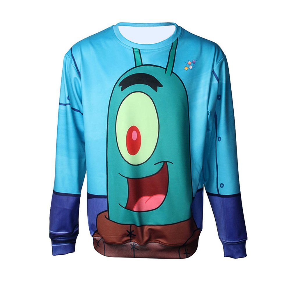 Sweat Shirt NG-31116: turquoise sweatshirt with a green cartoon face