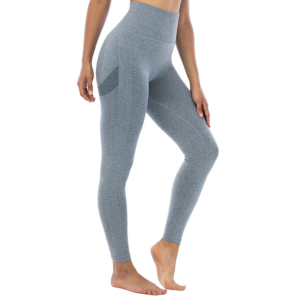Legging NG-31420: blue-grey marl leggings with panelled thighs