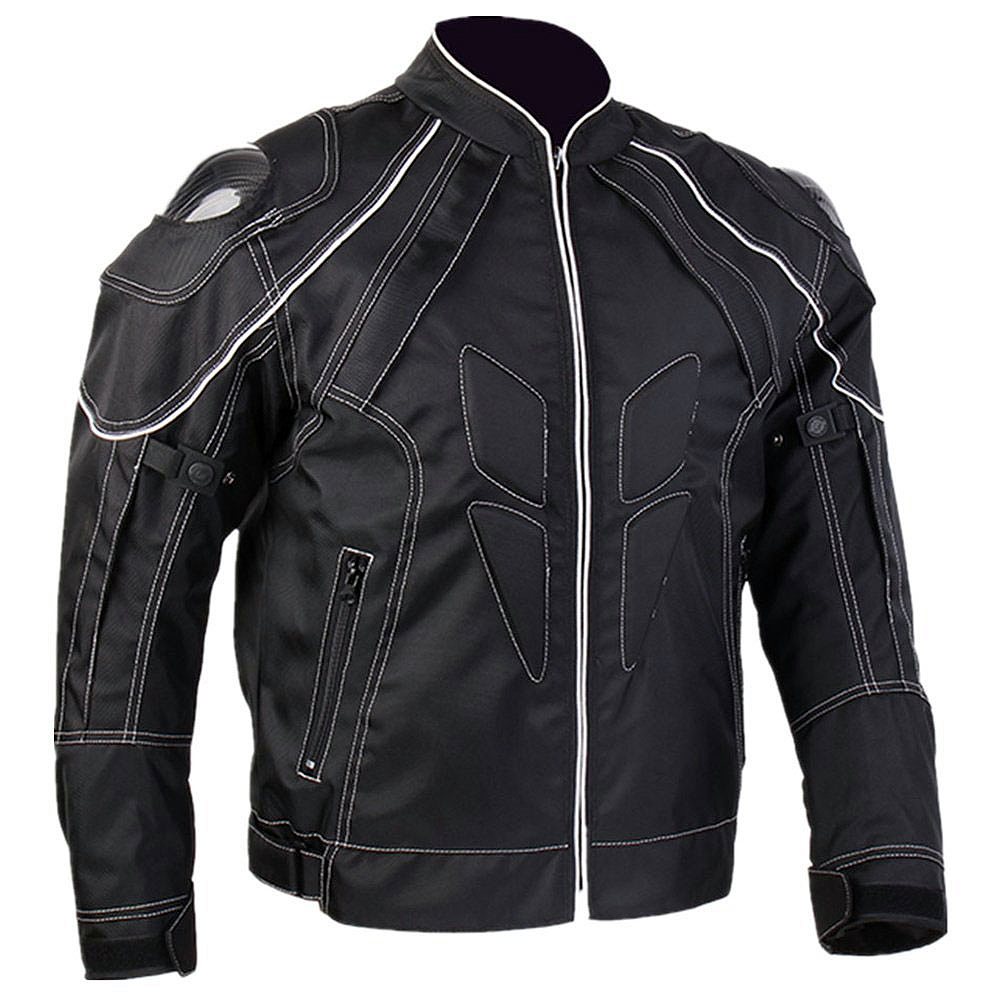 Cordura Textile Jacket NG-6202: all-black jacket with white contrast stitching