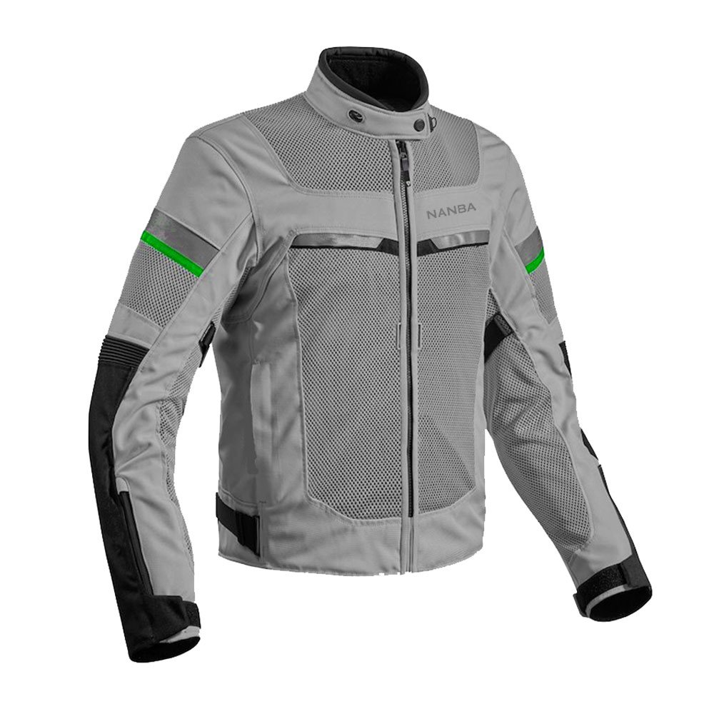 Cordura Textile Jacket NG-6213: light grey mesh-look jacket with green tabs