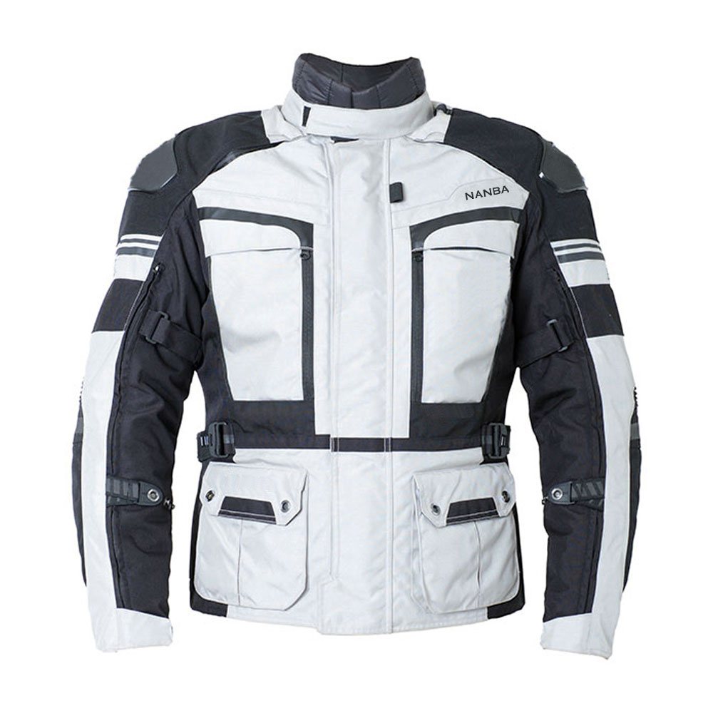Cordura Textile Jacket NG-6214: white touring jacket with black shoulders
