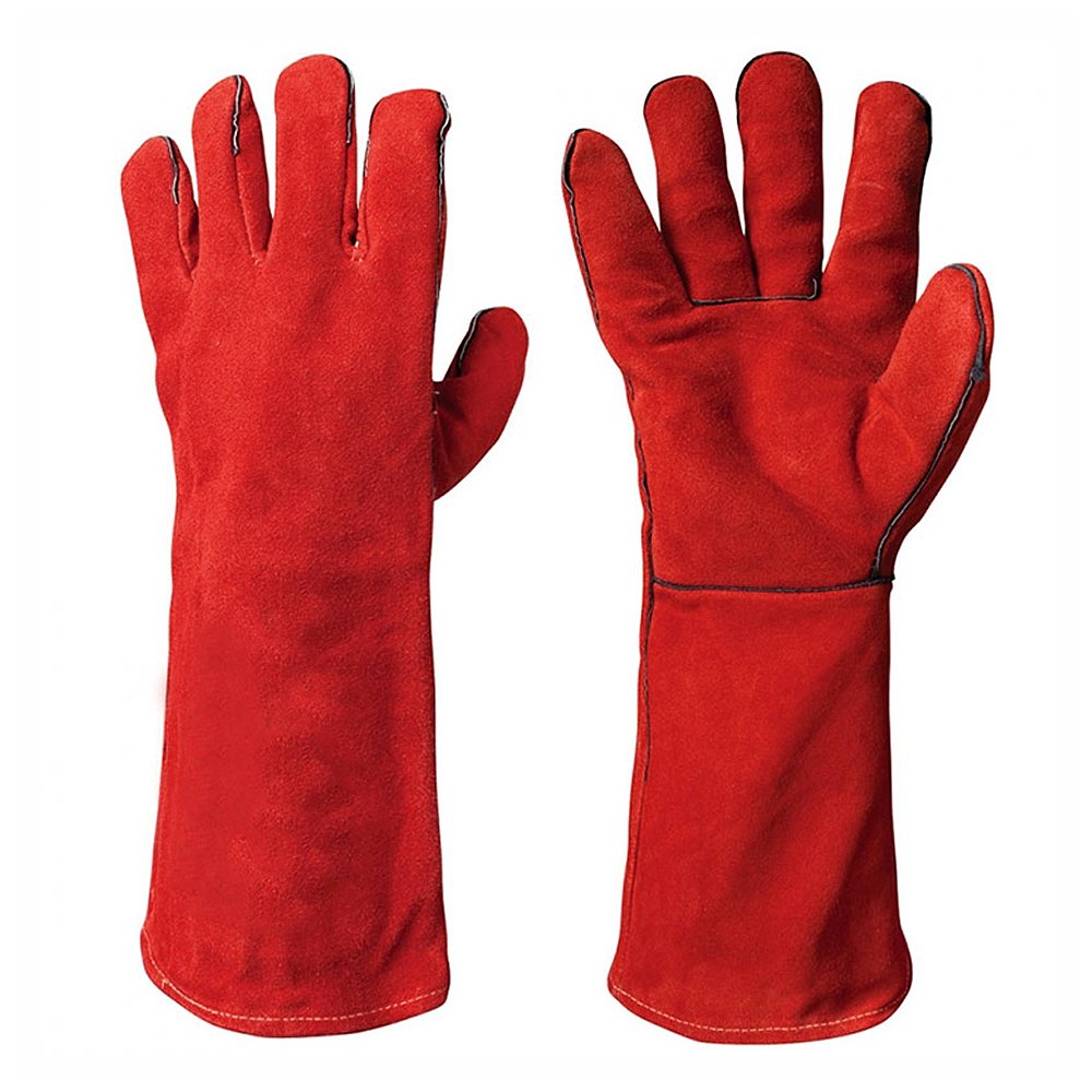 Welding Glove NG-5406: long red gauntlet gloves