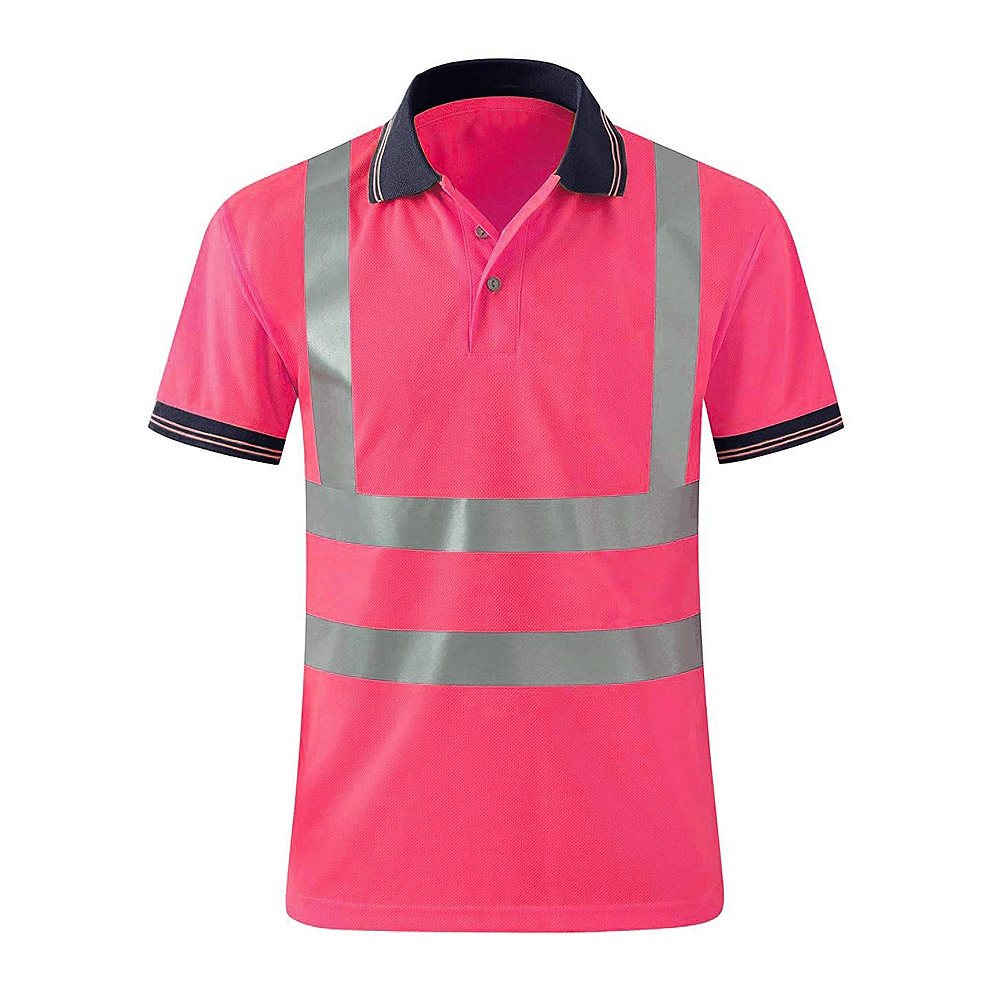 Working Polo Shirt NG-8-315: fluorescent pink polo with navy collar